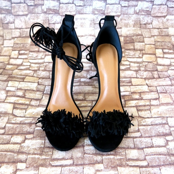 Shoes - Faux suede open toe single band wrap sandal
